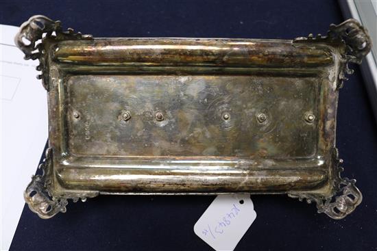 An early Victorian pierced silver inkstand by John Edward Terry, London, 1842, 15.3 oz.